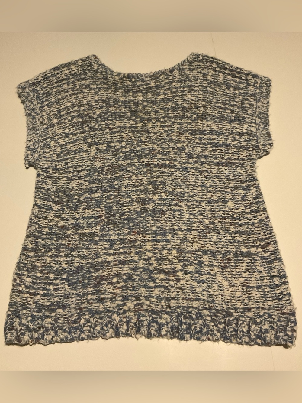 J J Browne Textured Blue and Cream Knit Top